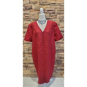 SHERI MARTIN RED DRESS SHORT SLEEVE RAYON/POLYESTER SIZE 20(2X)